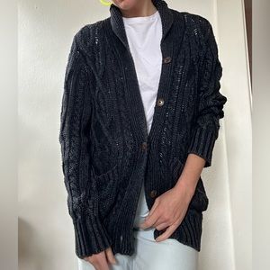 Faherty Indigo Loose Weave Cardigan